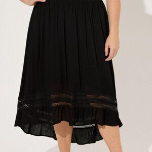 Torrid Maxi Crinkle Gauze Hi-Low Lace Insert Skirt Size 2